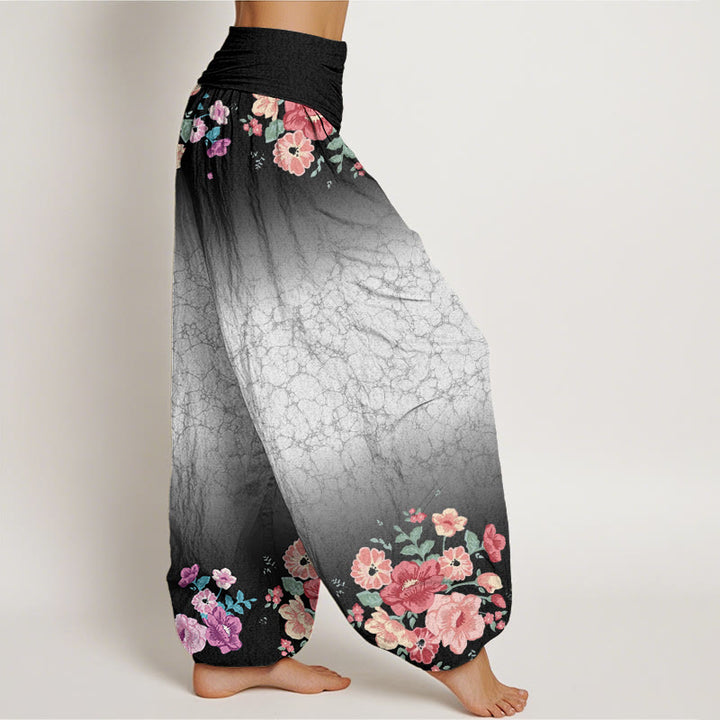 Pantalones harén con cintura elástica para mujer, con estampado floral, ramas y enredaderas, estilo casual y Buddha Stones - image 6