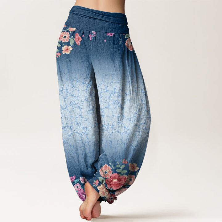 Pantalones harén con cintura elástica para mujer, con estampado floral, ramas y enredaderas, estilo casual y Buddha Stones - image 10