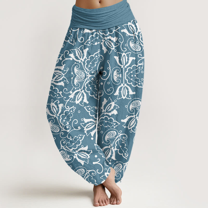 Pantalones harén con cintura elástica para mujer, estampado de cachemira , Buddha Stones - Azul cielo claro - US22，UK/AU26，EU54 (6XL) - image 5