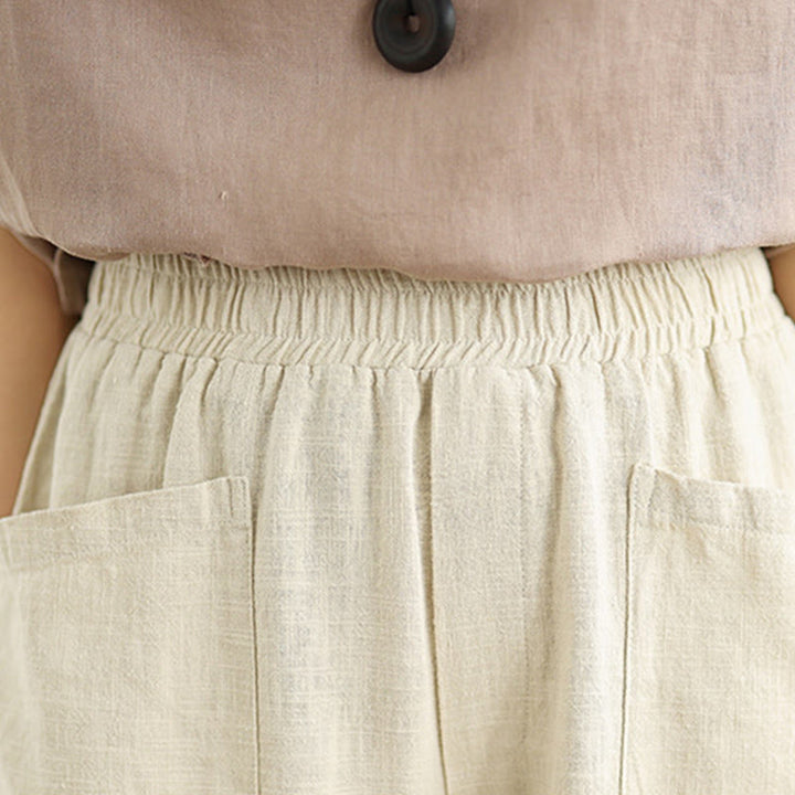 Pantalones Buddha Stones de lino y algodón para mujer, informales, de uso diario, con diseño sencillo y liso, con bolsillos - image 6