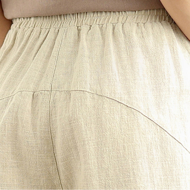 Pantalones Buddha Stones de lino y algodón para mujer, informales, de uso diario, con diseño sencillo y liso, con bolsillos