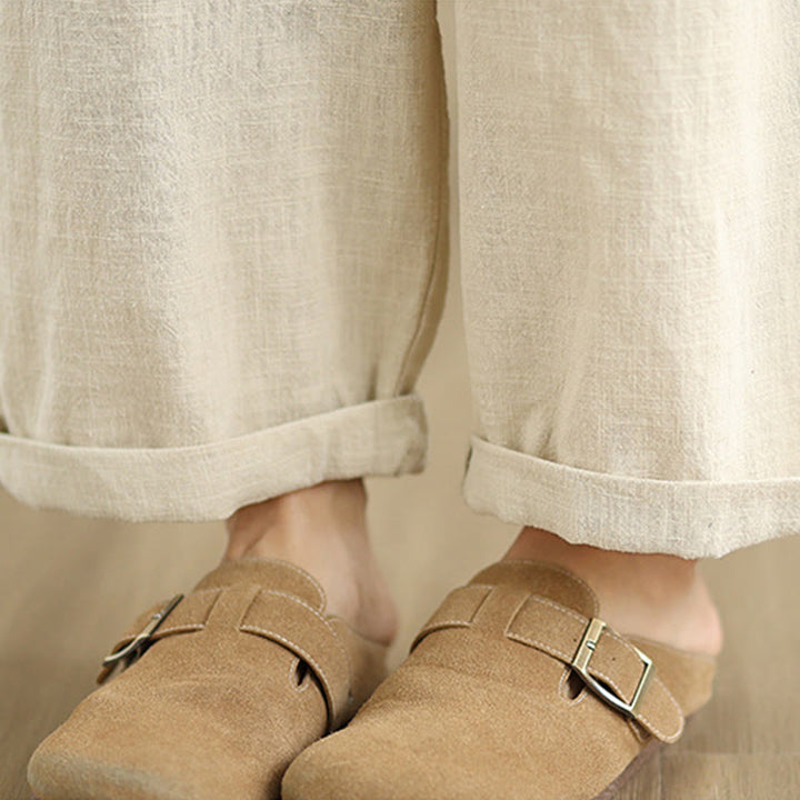 Pantalones Buddha Stones de lino y algodón para mujer, informales, de uso diario, con diseño sencillo y liso, con bolsillos - image 10