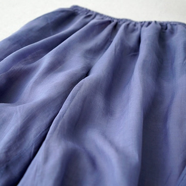 Pantalones casuales de pierna ancha con bolsillos y abertura de ramio, de Buddha Stones, para mujer, de largo 7-8