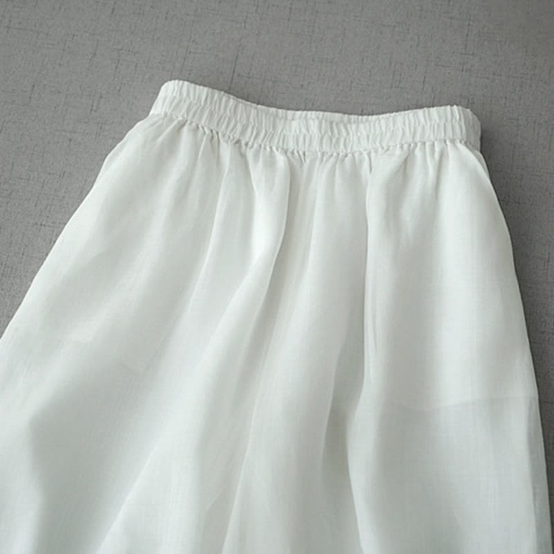 Pantalones casuales de pierna ancha con bolsillos y abertura de ramio, de Buddha Stones, para mujer, de largo 7-8