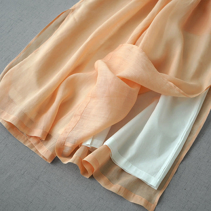 Pantalones casuales de pierna ancha con bolsillos y abertura de ramio, de Buddha Stones, para mujer, de largo 7-8 - image 10