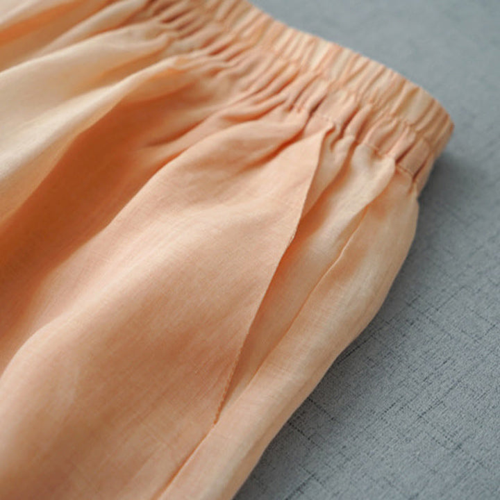 Pantalones casuales de pierna ancha con bolsillos y abertura de ramio, de Buddha Stones, para mujer, de largo 7-8