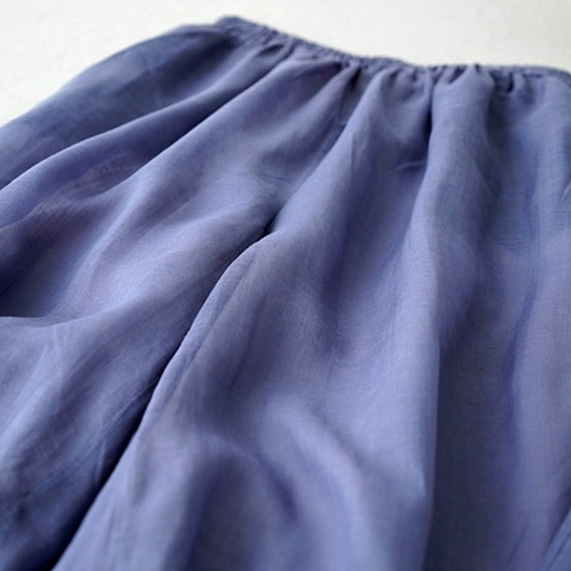 Pantalones casuales de pierna ancha con bolsillos y abertura de ramio, de Buddha Stones, para mujer, de largo 7-8 - image 2