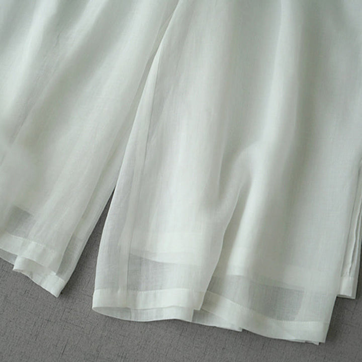 Pantalones casuales de pierna ancha con bolsillos y abertura de ramio, de Buddha Stones, para mujer, de largo 7-8