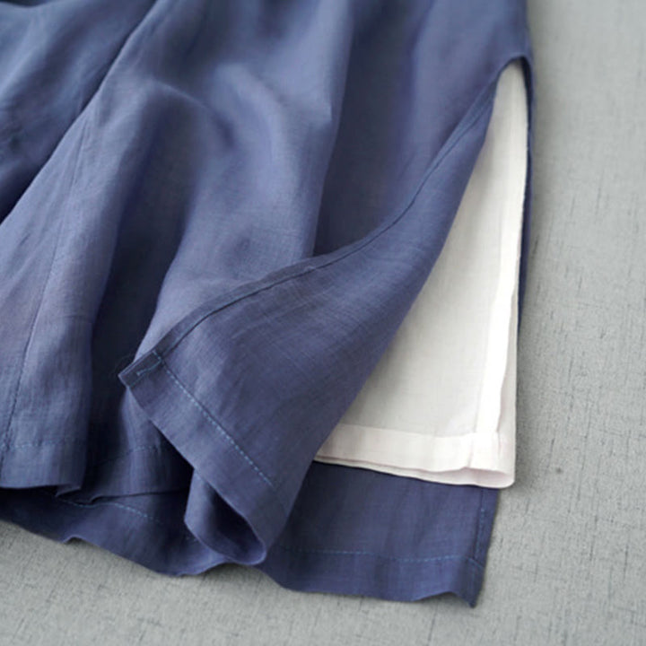 Pantalones casuales de pierna ancha con bolsillos y abertura de ramio, de Buddha Stones, para mujer, de largo 7-8 - image 3