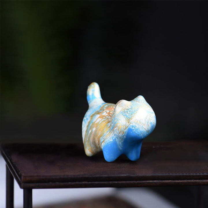 Mini gato encantador de Buddha Stones , madera de ébano, lacado, artesanía, decoración de paz - Azul (color azul aleatorio) - image 8