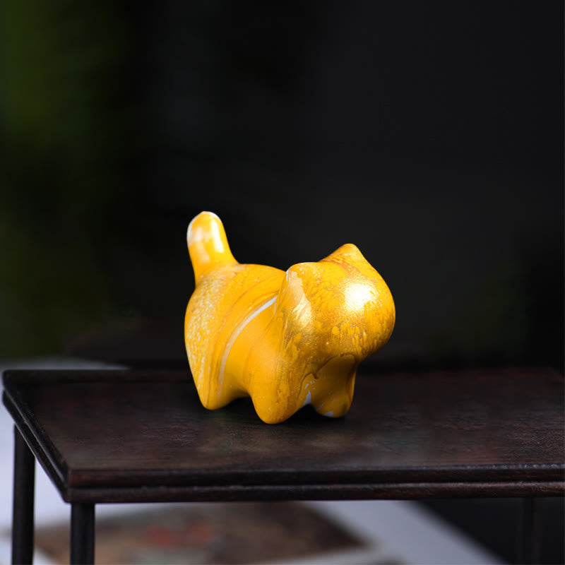 Mini gato encantador de Buddha Stones , madera de ébano, lacado, artesanía, decoración de paz - Amarillo (color amarillo aleatorio) - image 6