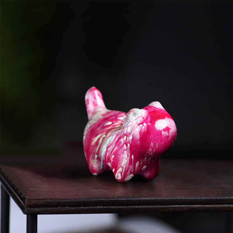 Mini gato encantador de Buddha Stones , madera de ébano, lacado, artesanía, decoración de paz - Rojo (color rojo aleatorio) - image 3