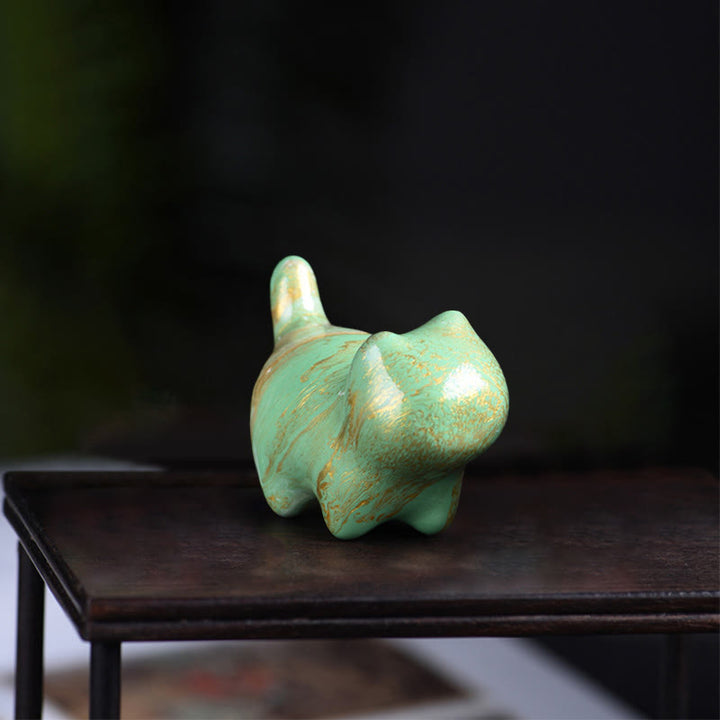 Mini gato encantador de Buddha Stones , madera de ébano, lacado, artesanía, decoración de paz - Verde (color verde aleatorio) - image 10