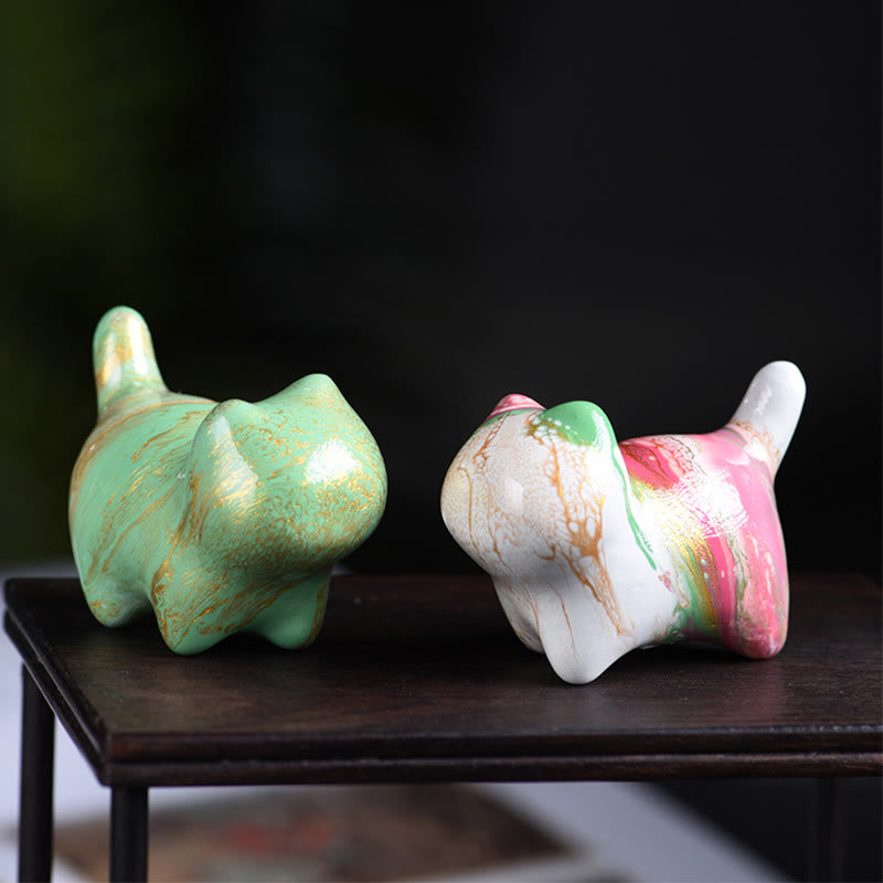 Mini gato encantador de Buddha Stones , madera de ébano, lacado, artesanía, decoración de paz - image 1