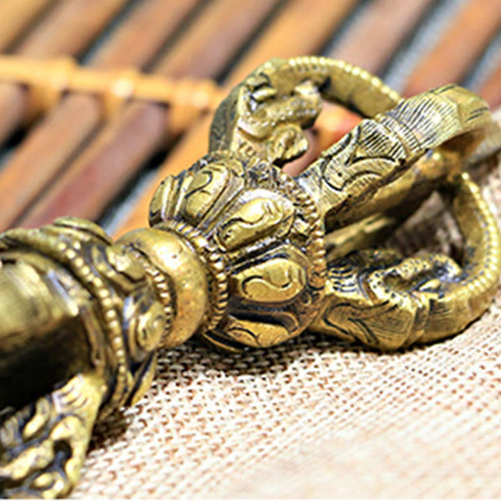 Buddha Stones de 2 campanas de meditación tibetanas hechas a mano y dorje Vajra de cobre para decoración de fuerza.
