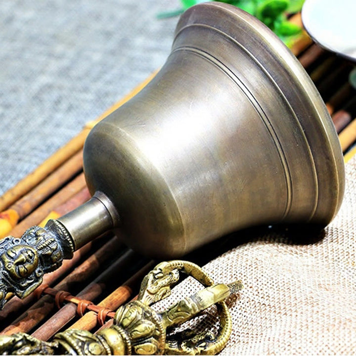 Buddha Stones de 2 campanas de meditación tibetanas hechas a mano y dorje Vajra de cobre para decoración de fuerza.