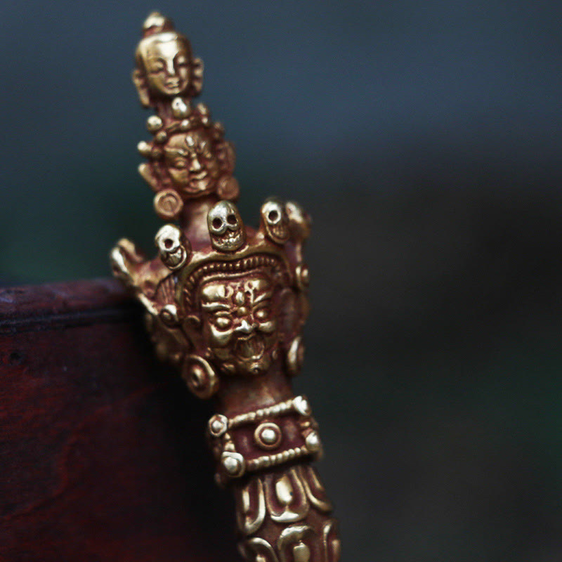 Buddha Stones hechas a mano, pequeñas, Nepal, Vajra Dorje, fuerza, cobre, metal, decoración