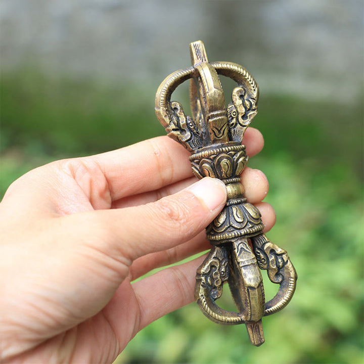 Buddha Stones hechas a mano en Nepal, Vajra Dorje de cinco puntas, decoración de metal de cobre
