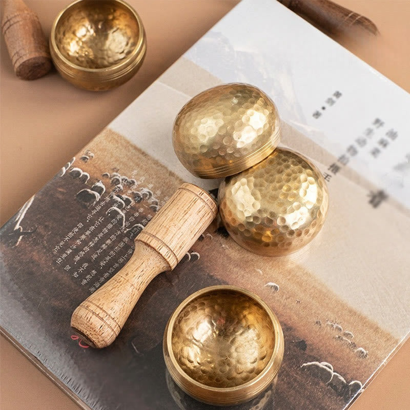 Buddha Stones Mini cuenco tibetano pequeño hecho a mano para sanación y meditación. Juego de cuencos de sonido de 1,57*0,98 pulgadas. - image 6