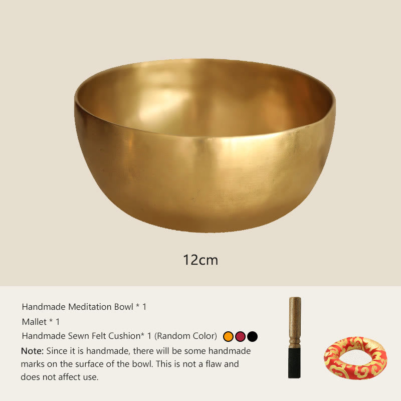 Buddha Stones Cuenco de canto dorado hecho a mano en Nepal. Diseño sencillo para sanación y meditación. Juego de cuencos de sonido. - 4,72 pulgadas (12 CM) - image 3