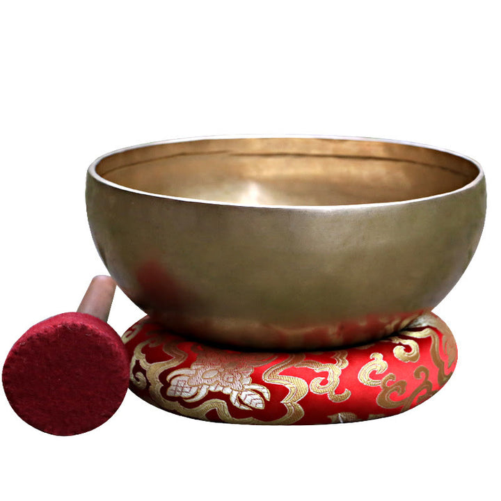 Buddha Stones Cuenco de canto dorado hecho a mano en Nepal. Diseño sencillo para sanación y meditación. Juego de cuencos de sonido. - image 24