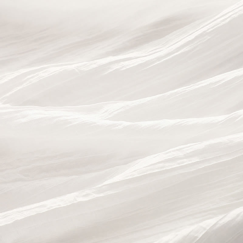 Vestido midi informal de verano con bordado liso y doble capa de algodón y lino de manga corta con Buddha Stones - image 27