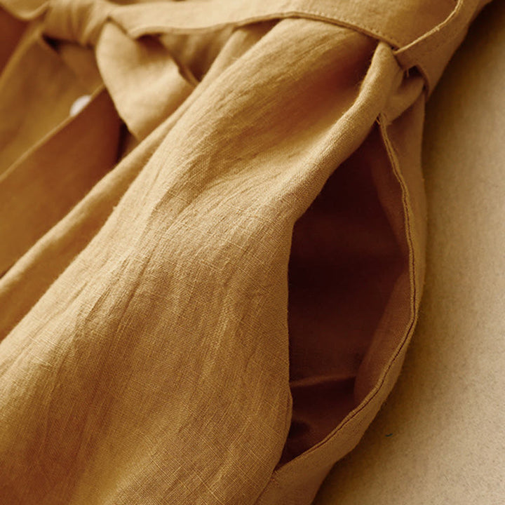 Vestido midi de algodón sin mangas con cuello de solapa y cordones, estampado Buddha Stones Summer. - image 4