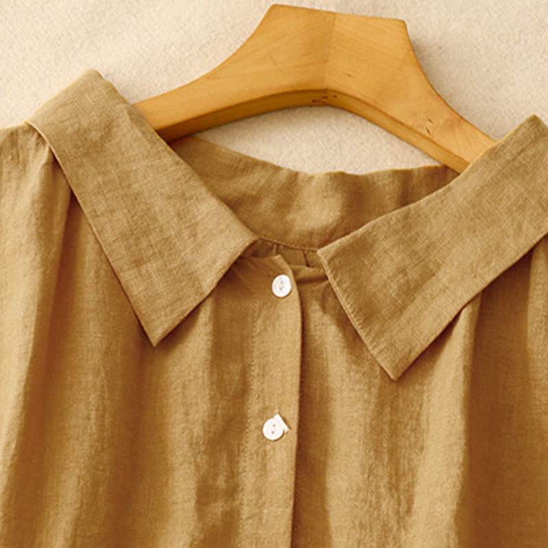 Vestido midi de algodón sin mangas con cuello de solapa y cordones, estampado Buddha Stones Summer. - image 2