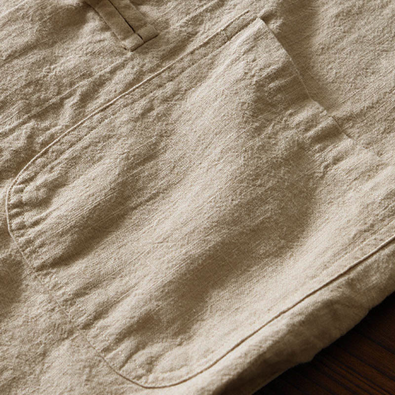 Traje chino Tang de algodón y lino con botones de rana y Buddha Stones para hombre, chaqueta y camisa con bolsillos - image 28