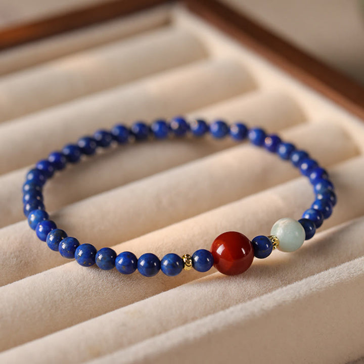 Pulsera con cuentas ultrafinas de ágata y lazurita pequeñas de Buddha Stones