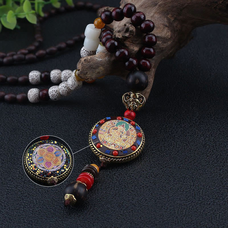 Buddha Stones, cuentas de madera tibetanas hechas a mano, Om Mani Padme Hum Samantabhadra Bodhisattva, colgante de collar de pureza - image 5