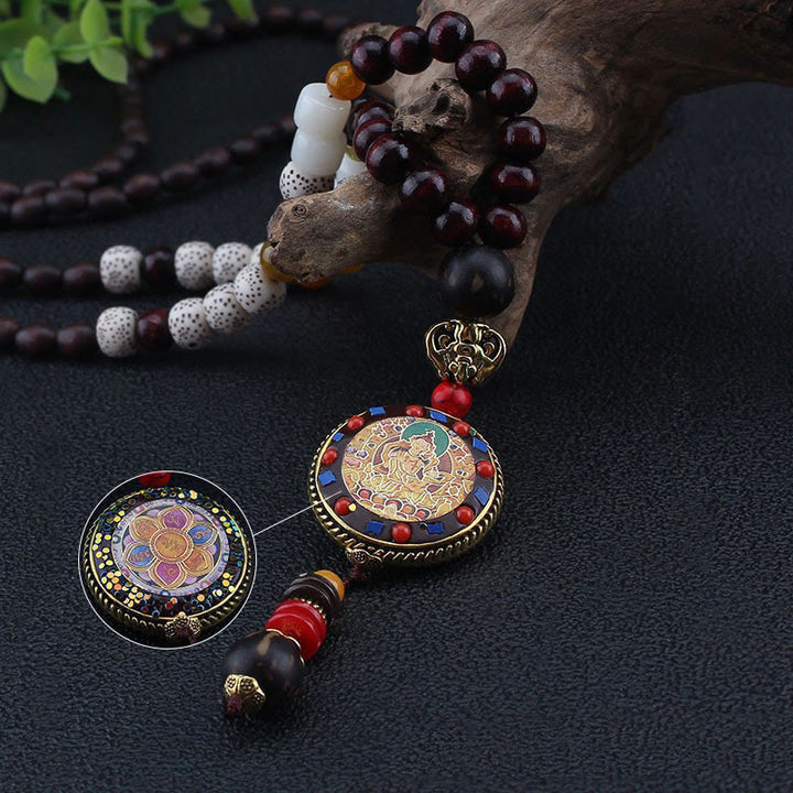 Buddha Stones, cuentas de madera tibetanas hechas a mano, Om Mani Padme Hum Samantabhadra Bodhisattva, colgante de collar de pureza - image 5