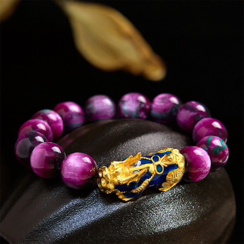 Pulsera PiXiu de curación positiva con Buddha Stones y sauce marino colorido que cambia de color