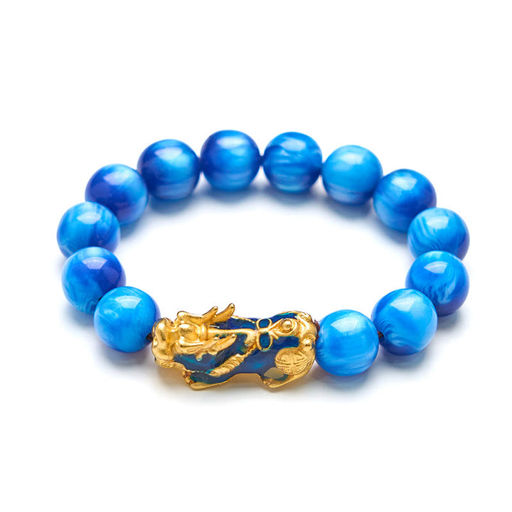 Pulsera PiXiu de curación positiva con Buddha Stones y sauce marino colorido que cambia de color