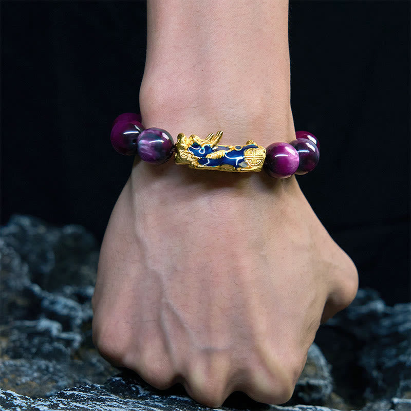 Pulsera PiXiu de curación positiva con Buddha Stones y sauce marino colorido que cambia de color