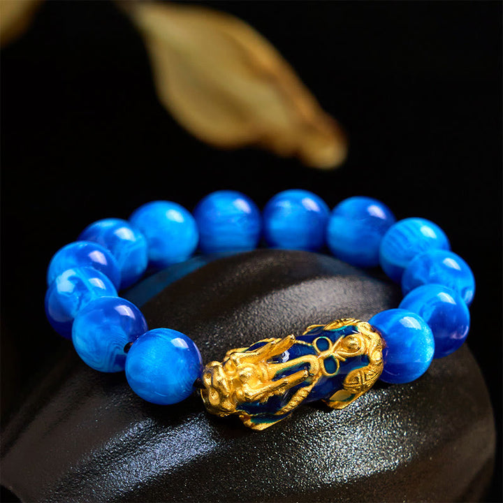 Pulsera PiXiu de curación positiva con Buddha Stones y sauce marino colorido que cambia de color