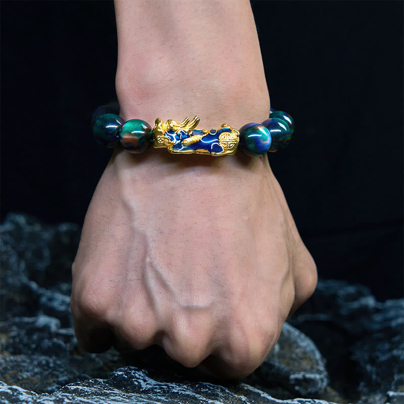 Pulsera PiXiu de curación positiva con Buddha Stones y sauce marino colorido que cambia de color