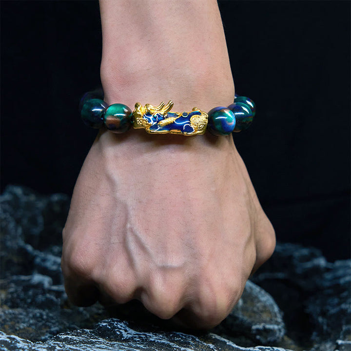Pulsera PiXiu de curación positiva con Buddha Stones y sauce marino colorido que cambia de color