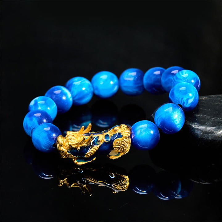 Pulsera PiXiu de curación positiva con Buddha Stones y sauce marino colorido que cambia de color