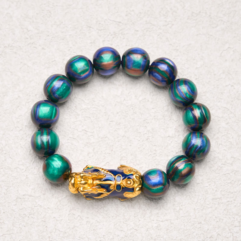 Pulsera PiXiu de curación positiva con Buddha Stones y sauce marino colorido que cambia de color