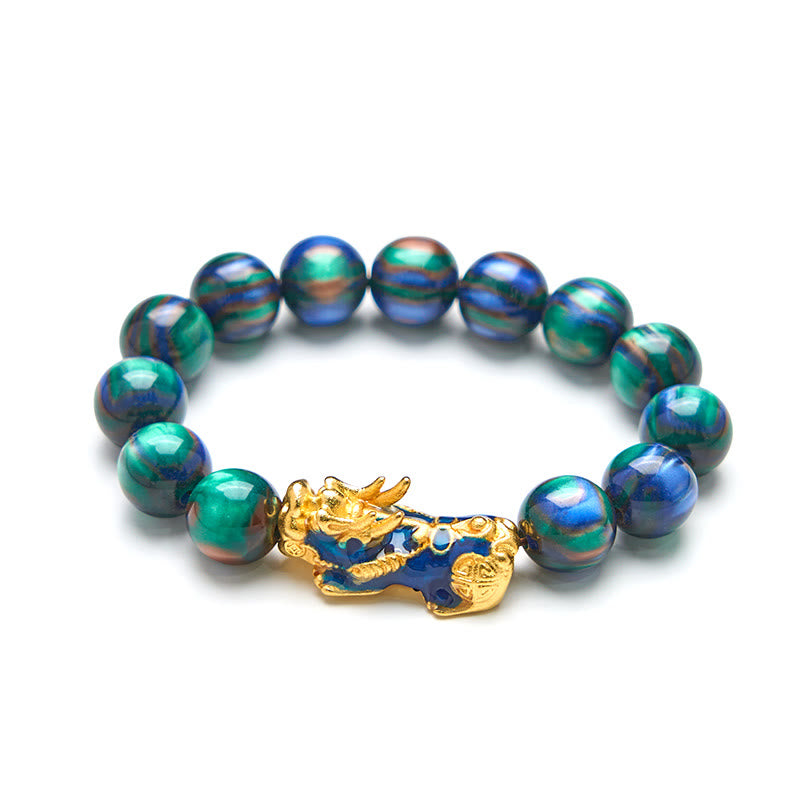 Pulsera PiXiu de curación positiva con Buddha Stones y sauce marino colorido que cambia de color