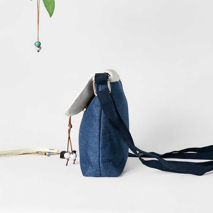 Mochila de lona de poliéster de gran capacidad bordada a mano con Buddha Stones