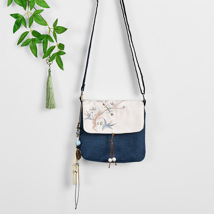 Mochila de lona de poliéster de gran capacidad bordada a mano con Buddha Stones