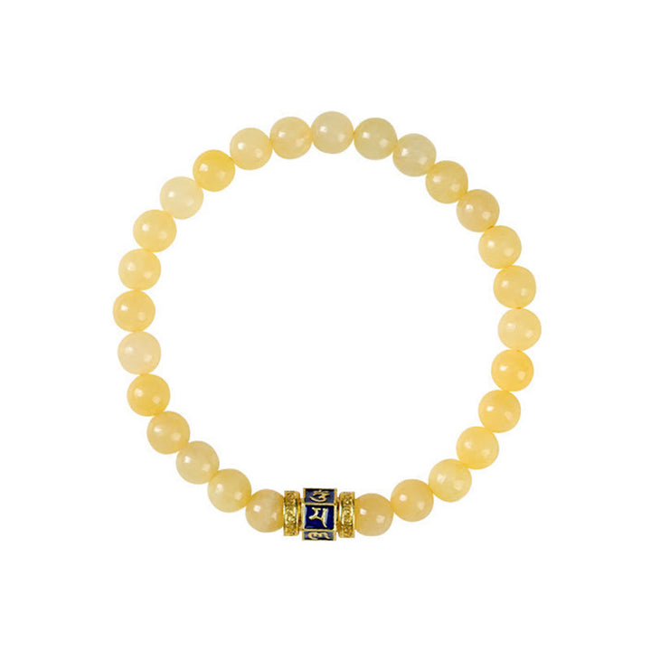Pulsera de la fortuna de Om Mani Padme Hum con cuentas de topacio y Buddha Stones