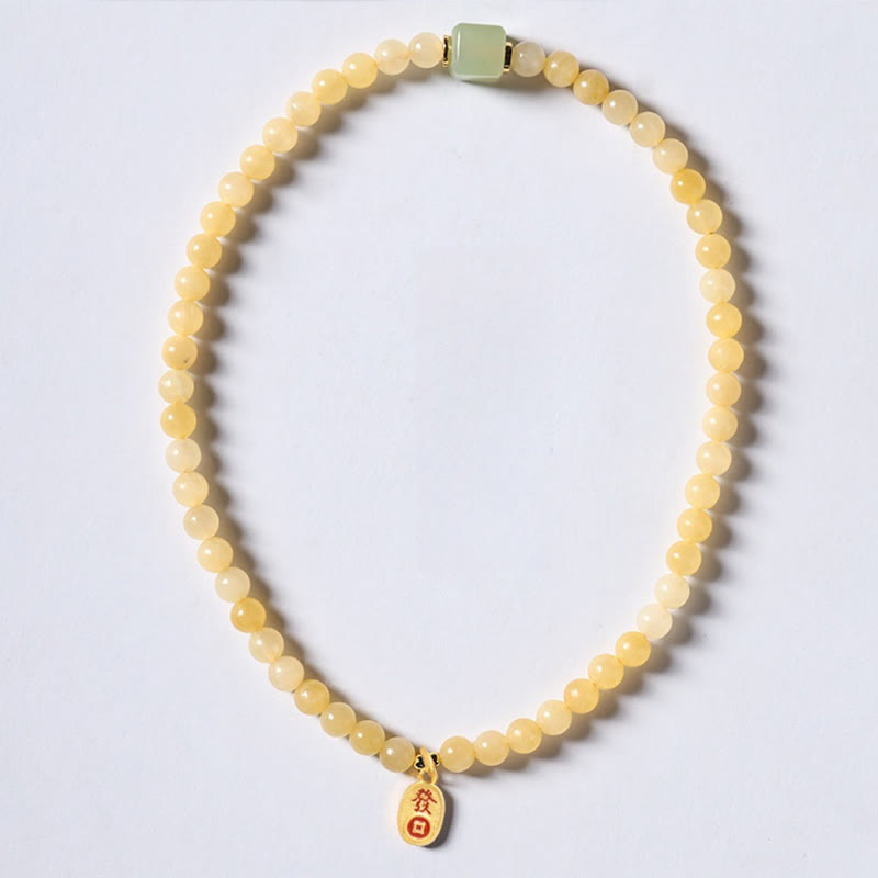 Pulsera de riqueza con doble círculo de cubo de jade y cuentas de topacio de Buddha Stones