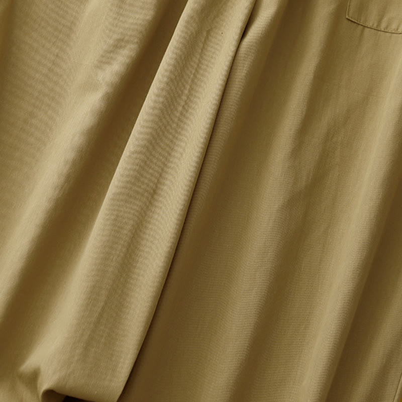 Pantalones de algodón de pierna ancha para mujer con diseño de botones, estilo vintage casual y bolsillos, con estampado de Buddha Stones - image 3