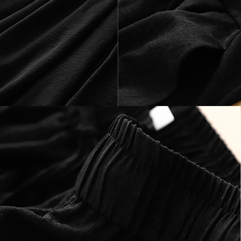 Pantalones cortos de pierna ancha con bolsillos y diseño Buddha Stones sencillo con cordón ajustable para mujer - image 12