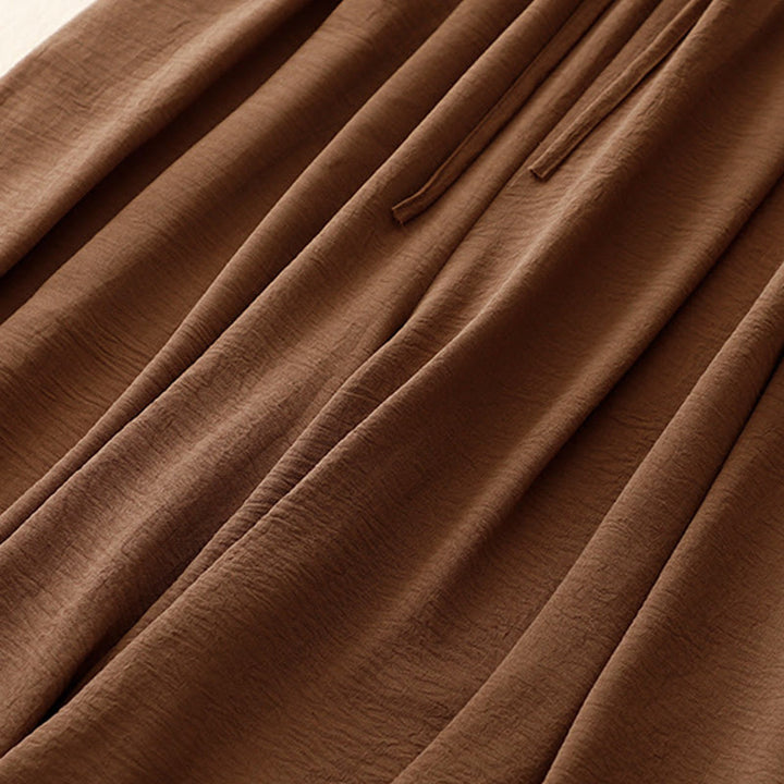 Pantalones cortos de pierna ancha con bolsillos y diseño Buddha Stones sencillo con cordón ajustable para mujer - image 5