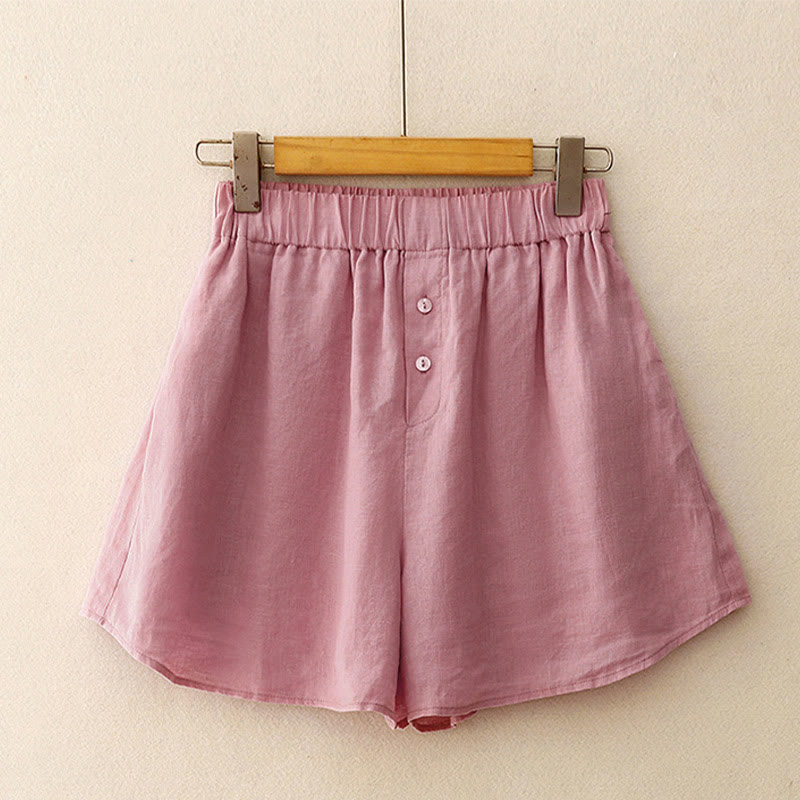 Conjunto de 2 piezas de camisa de manga larga con estampado de Buddha Stones y pantalones cortos para mujer, con bolsillos.