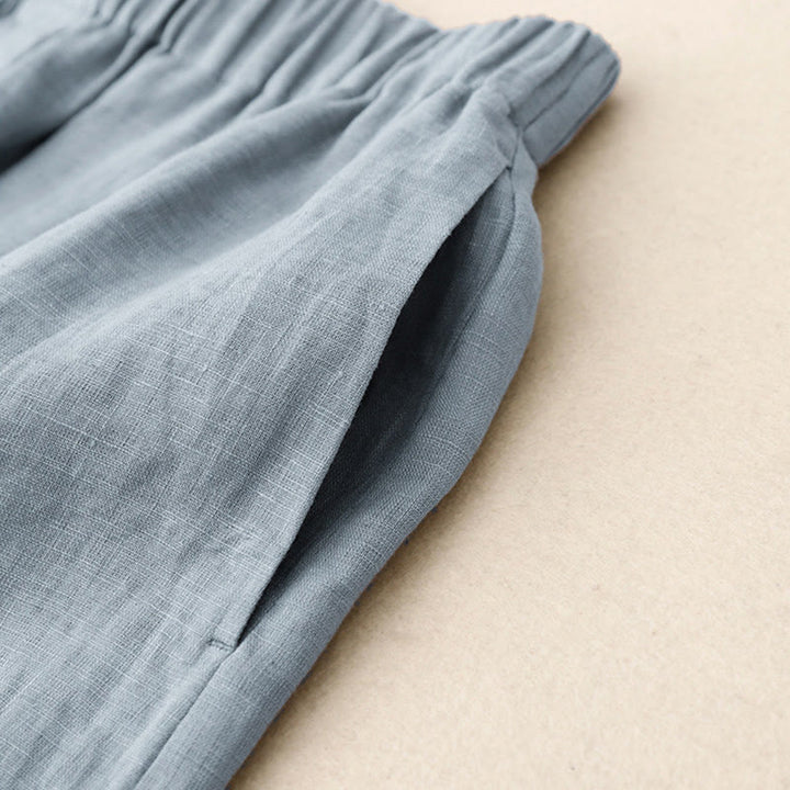 Conjunto de 2 piezas de camisa de manga larga con estampado de Buddha Stones y pantalones cortos para mujer, con bolsillos.